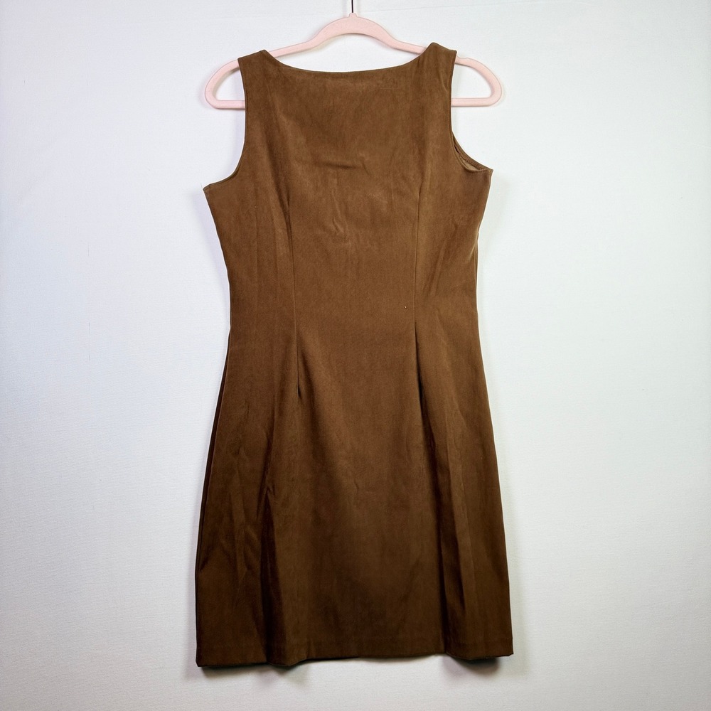 ALYN PAIGE Brown‎ Faux Suede Sleeveless Sheath Dress 7/8